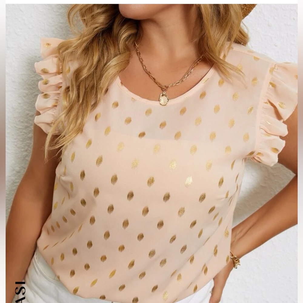 Baby pink polka dot blouse NEVER WORN